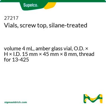 Vials, screw top, silane-treated volume 4&#160;mL, amber glass vial, O.D. × H × I.D. 15&#160;mm × 45&#160;mm × 8&#160;mm, thread for 13-425