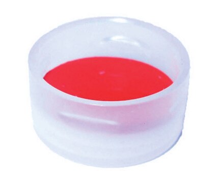 Closures for Snap Ring vials clear polyethylene cap, red PTFE/silicone, thread for 11 mm (snap ring), pkg of 100&#160;ea