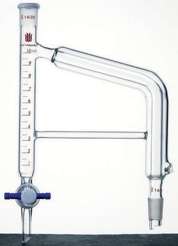 Synthware&#8482; Dean Stark distillation receiver with vacuum jacketed uptake tube 10 mL, joint: ST/NS 14/20