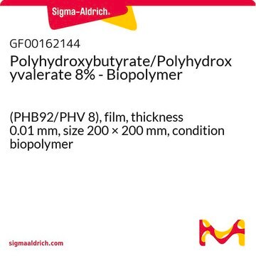 Polyhydroxybutyrate/Polyhydroxyvalerate 8% - Biopolymer (PHB92/PHV 8), film, thickness 0.01&#160;mm, size 200 × 200&#160;mm, condition biopolymer