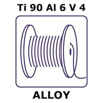 Titanium-aluminum-vanadium alloy, Ti90Al6V4 20m wire, 0.25mm diameter, as drawn