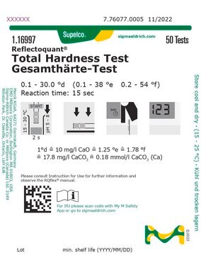 Total Hardness Test reflectometric, water hardness 0.1-30.0&#160;°d, for use with REFLECTOQUANT&#174;