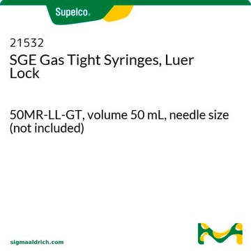 SGE Gas Tight Syringes, Luer Lock 50MR-LL-GT, volume 50&#160;mL, needle size (not included)