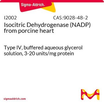 Isocitric Dehydrogenase (NADP) from porcine heart Type IV, buffered aqueous glycerol solution, 3-20&#160;units/mg protein