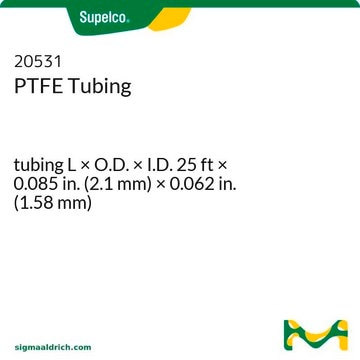 PTFE Tubing tubing L × O.D. × I.D. 25&#160;ft × 0.085&#160;in. (2.1&#160;mm) × 0.062&#160;in. (1.58&#160;mm)