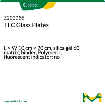 TLC Glass Plates L × W 10&#160;cm × 20&#160;cm, silica gel 60 matrix, binder, Polymeric, fluorescent indicator: no