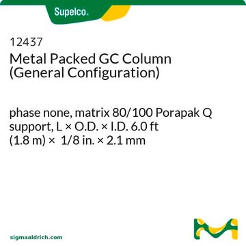 Metal Packed GC Column (General Configuration) phase none, matrix 80/100 Porapak Q support, L × O.D. × I.D. 6.0&#160;ft (1.8&#160;m) × 1/8&#160;in. × 2.1&#160;mm