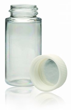 WHEATON&#174; liquid scintillation vial with seperate foil lined urea cap transparent PET bottle, capacity (20&#160;mL), screw cap, case of 1,000&#160;ea Bulk packed vials with screw caps in separate bag