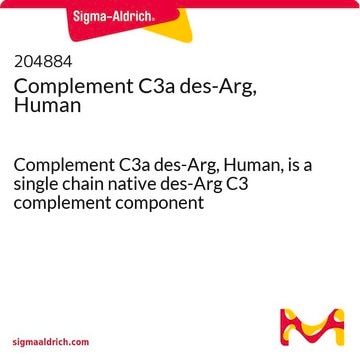 Complement C3a des-Arg, Human Complement C3a des-Arg, Human, is a single chain native des-Arg C3 complement component