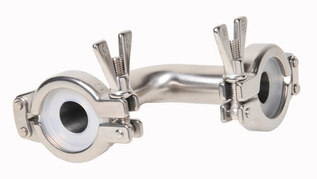 MAS-100 Iso&#174; line Elbow Joint with 2 Tri-Clamps, stainless steel, 90 Degree connection pipe for MAS-100 Iso NT&#174; and MAS-100 Iso MH&#174; installations