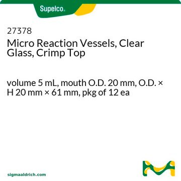 Micro Reaction Vessels, Clear Glass, Crimp Top volume 5&#160;mL, mouth O.D. 20&#160;mm, O.D. × H 20&#160;mm × 61&#160;mm, pkg of 12&#160;ea