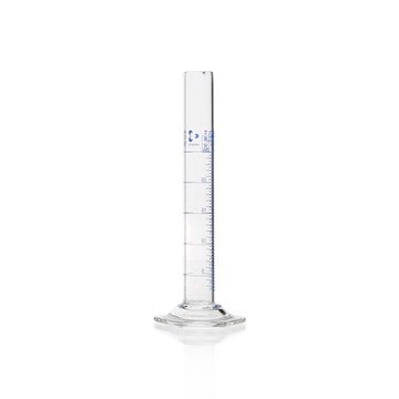 DURAN&#174; measuring cylinder with blue scale ring graduations and hexagonal base glass, cylinder capacity (25&#160;mL), class A, with certificate