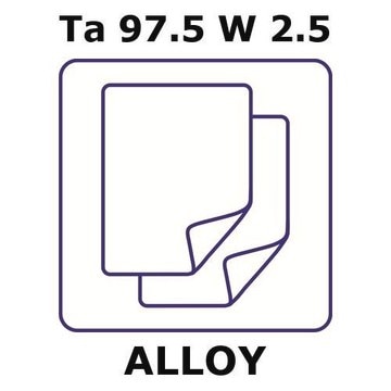 Tantalum/Tungsten foil, Ta97.5%/W 2.5%, thickness 1.0&#160;mm, size 100 × 100&#160;mm, temper as rolled