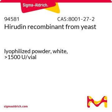 Hirudin recombinant from yeast lyophilized powder, white, &gt;1500&#160;U/vial