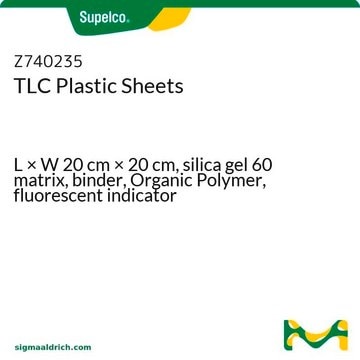 TLC Plastic Sheets L × W 20&#160;cm × 20&#160;cm, silica gel 60 matrix, binder, Organic Polymer, fluorescent indicator