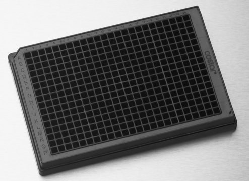 Corning&#174; 384 well microplate, low flange high binding surface, black polystyrene, flat bottom, non-sterile, lid: no, pack of 50