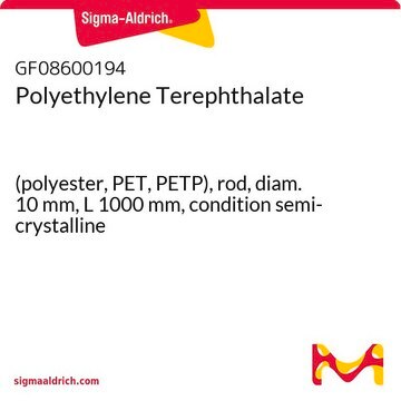 Polyethylene Terephthalate (polyester, PET, PETP), rod, diam. 10&#160;mm, L 1000&#160;mm, condition semi-crystalline