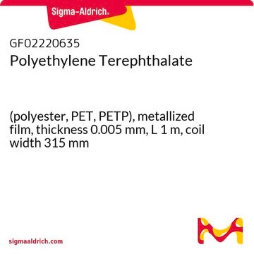 Polyethylene Terephthalate (polyester, PET, PETP), metallized film, thickness 0.005&#160;mm, L 1&#160;m, coil width 315&#160;mm