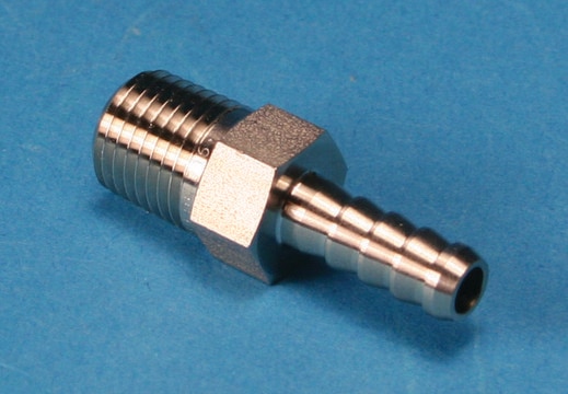 Stainless steel hose connector, 1/4in. male NPT, 1/4in. hose I.D. pkg of 1&#160;ea