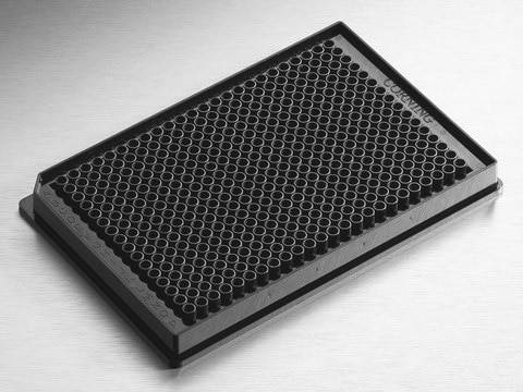 Corning&#174; 384 well microplate, low volume black polystyrene, flat bottom, non-sterile, with generic barcode, lid: no, pack of 10