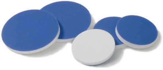 Septa, Blue PTFE/white silicone, pkg/100 blue PTFE/white silicone, diam. × thickness 22&#160;mm × 0.060&#160;in., for use with 20, 40, 60&nbsp;mL vial