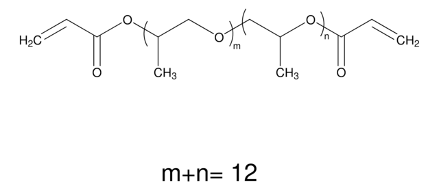 Poly(propylene glycol) diacrylate average Mn ~800, contains 100&#160;ppm BHT as inhibitor, 100&#160;ppm MEHQ as inhibitor