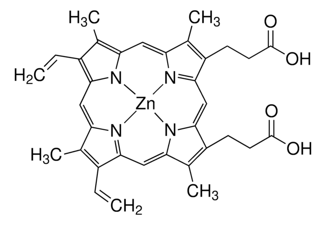 Protoporphyrin IX zinc(II) guanylate cyclase inhibitor