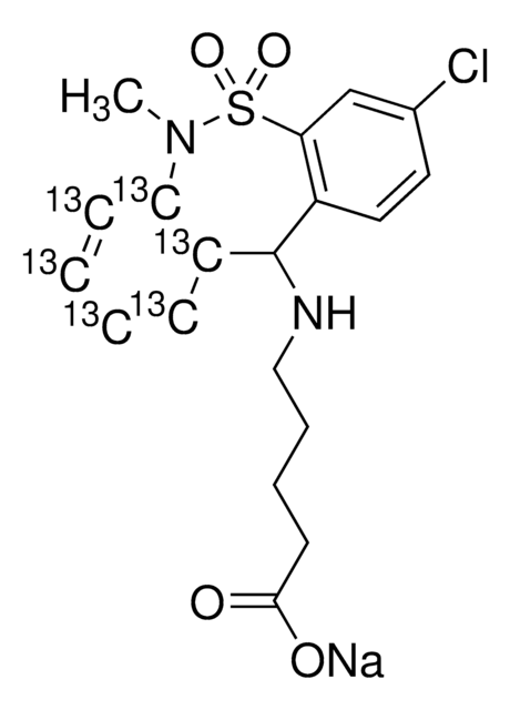 Tianeptine Metabolite MC5-13C6 sodium salt solution 100&#160;&#956;g/mL in methanol ((as free carboxylate)), certified reference material, ampule of 1&#160;mL, Cerilliant&#174;