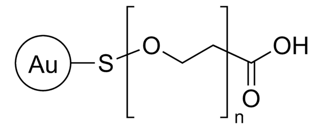 Gold nanoparticles 5&#160;nm diameter, carboxylic acid functionalized, PEG 3000 coated, OD 50, dispersion in H2O