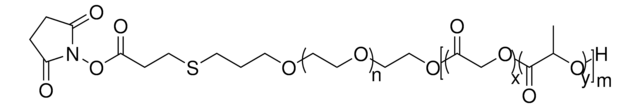 N-Hydroxysuccinimide poly(ethylene glycol)-block-poly(lactide-co-glycolide) PEG average Mn 5000, PLGA average Mn 15000, lactide:glycolide 50:50