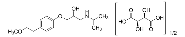 Metoprolol tartrate solution 1.0&#160;mg/mL in methanol (as free base), ampule of 1&#160;mL, certified reference material, Cerilliant&#174;